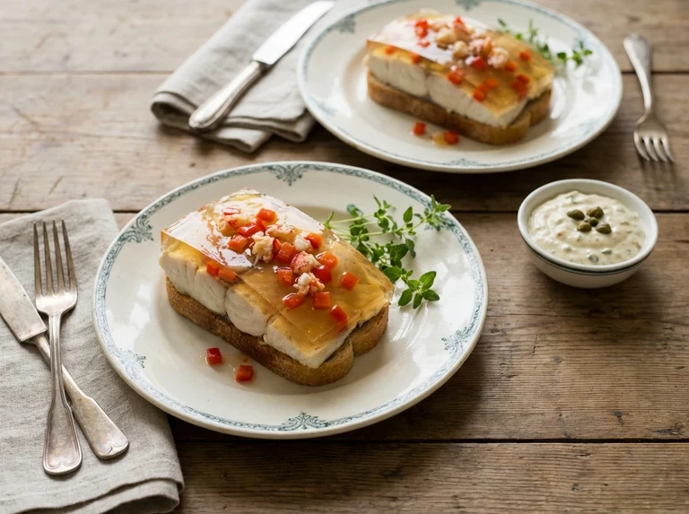 Halibut Sandwiches with Aspic
