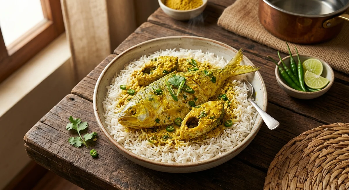 HILSA FISH BOILED in RICE
