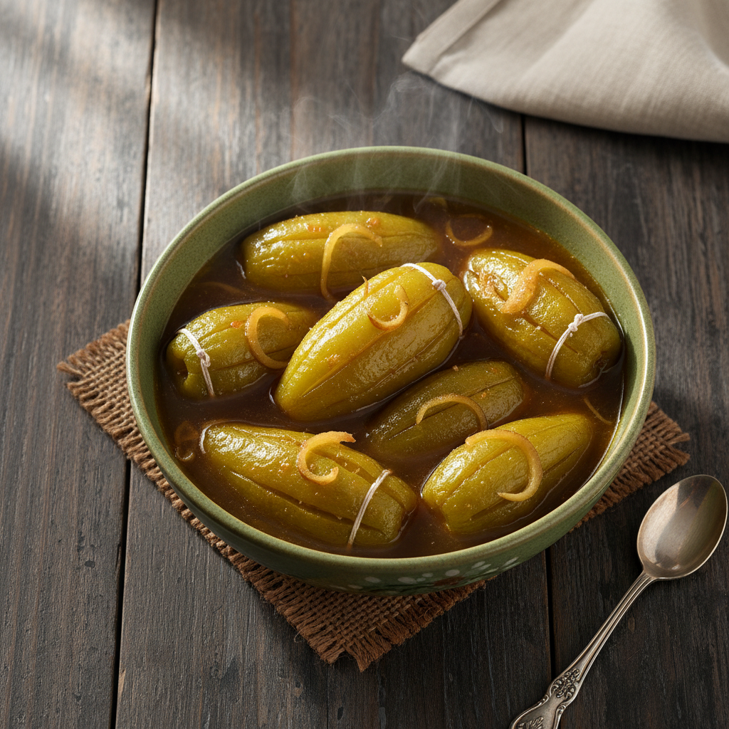 Candied Pulwals (Pointed Gourds in Syrup)
