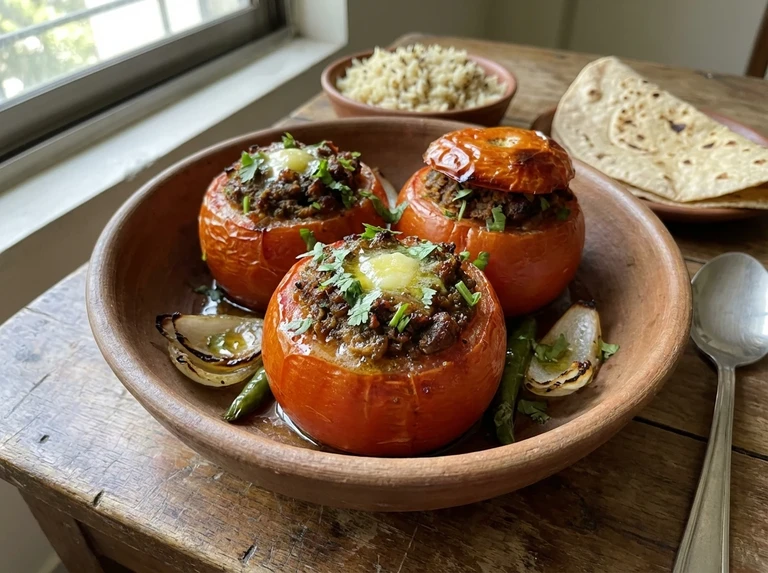 Keema Stuffed Tomatoes