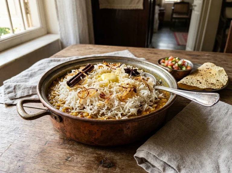 Khichdi Tale Uparni (Layered Khichdi)