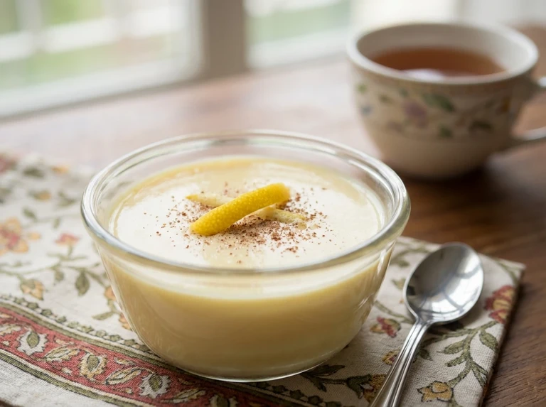 Lemon Arrowroot Custard Pudding