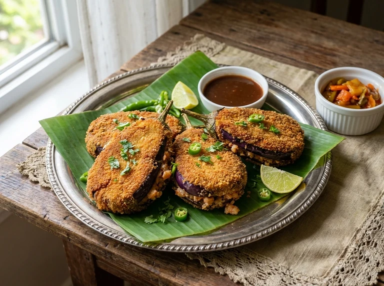 Madrasi Cutlets (Stuffed Eggplant Slices)