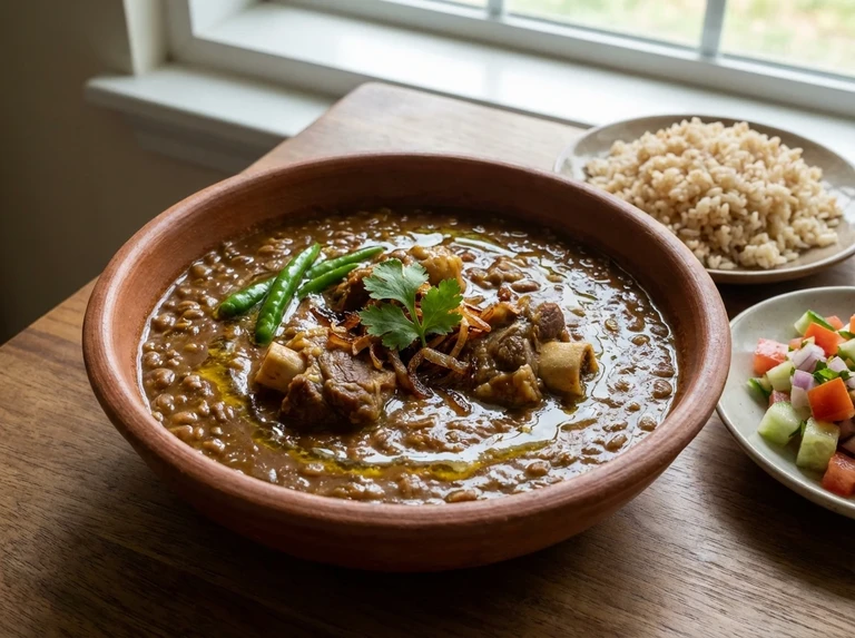 Meat or Chicken in Field Bean Dal
