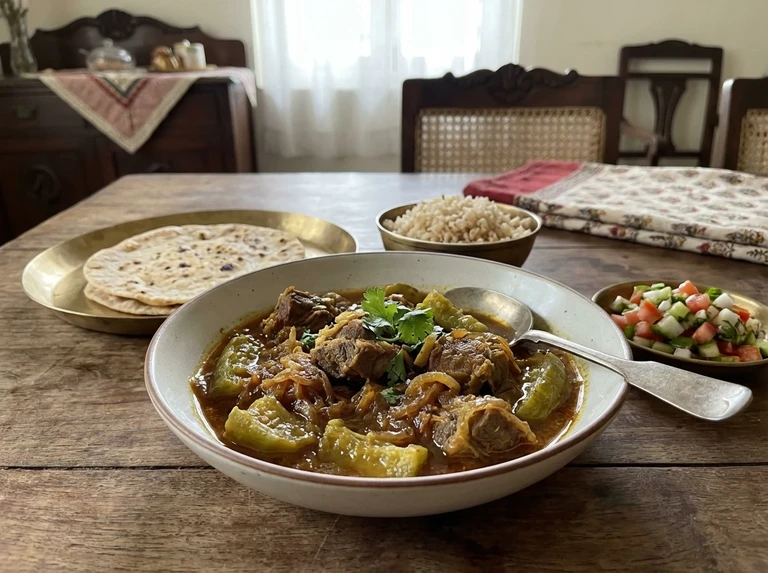 Meat or Chicken with Ridge Gourd