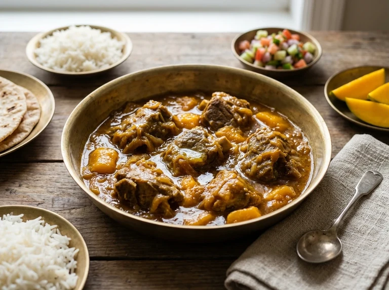 Meat or Chicken with Ripe Mangoes