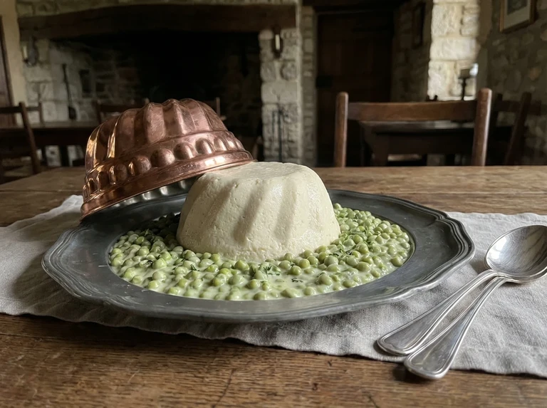 Moulded Halibut with Creamed Peas