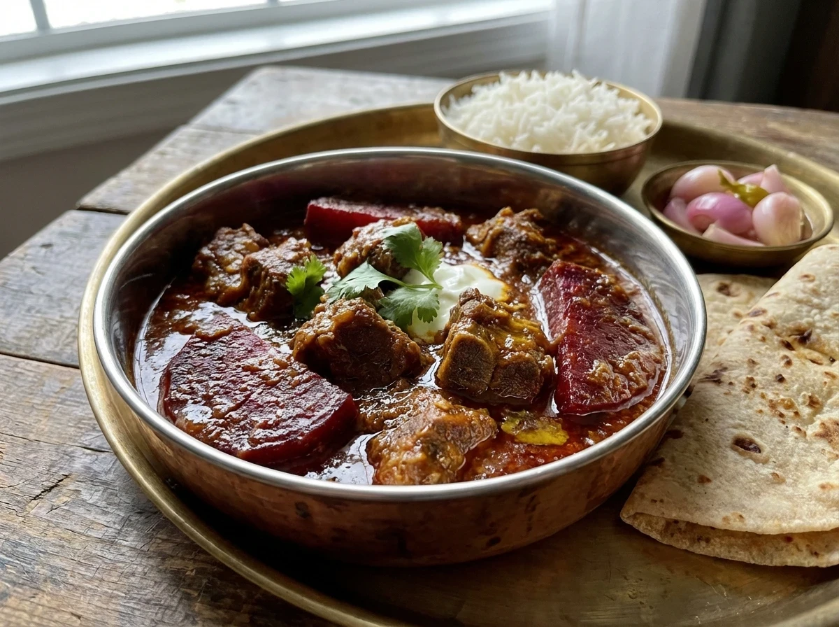 Mutton or Chicken with Beetroot