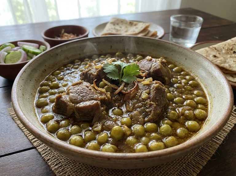 Mutton or Chicken with Blue Beans (Dried Peas)