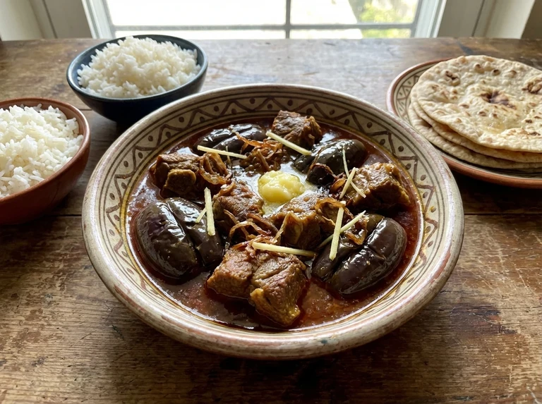 Mutton or Chicken with Eggplant