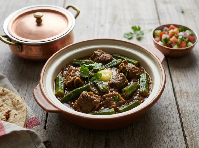 Mutton or Chicken with Okra