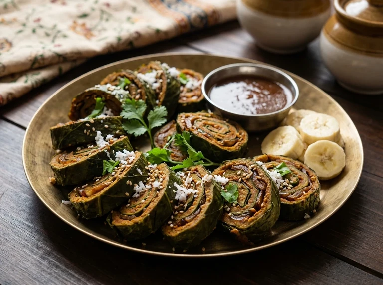 Patrel (Spiced Colocasia Leaf Rolls)