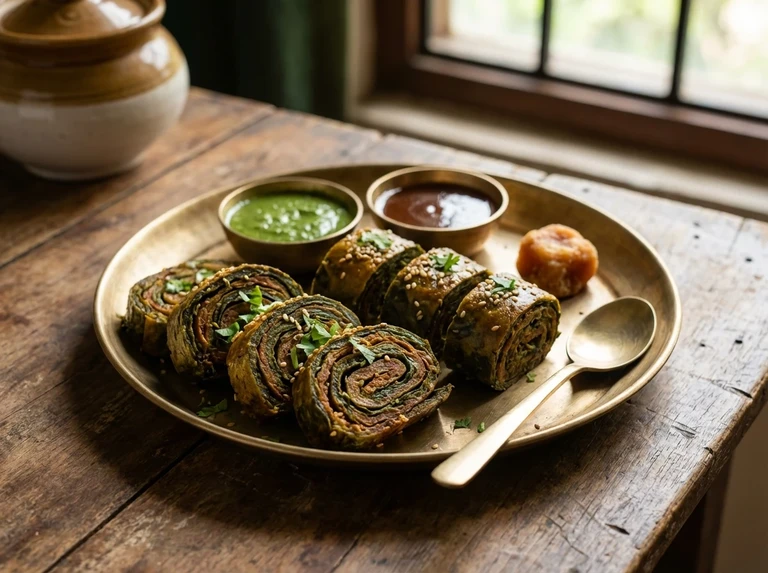 Patrel (Spicy Colocasia Leaf Rolls)