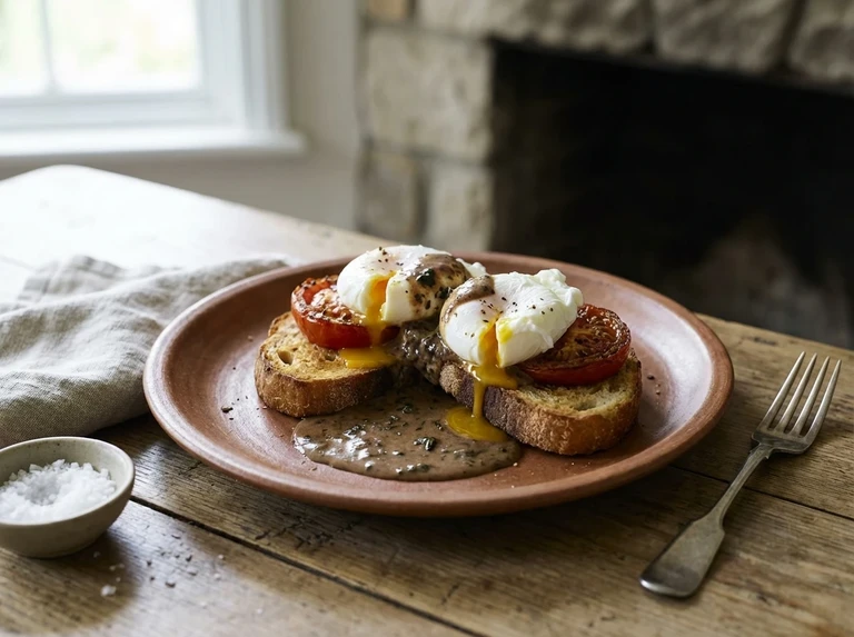 Poached Eggs with Fried Tomatoes