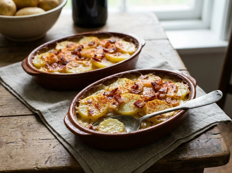 Potatoes Escalloped with Bacon (Two portions)
