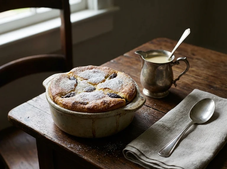 Prune Souffle with Custard Sauce