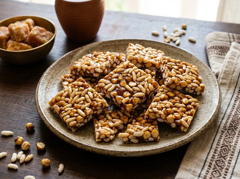 Puffed Rice and Gram Chikki (Brittle)
