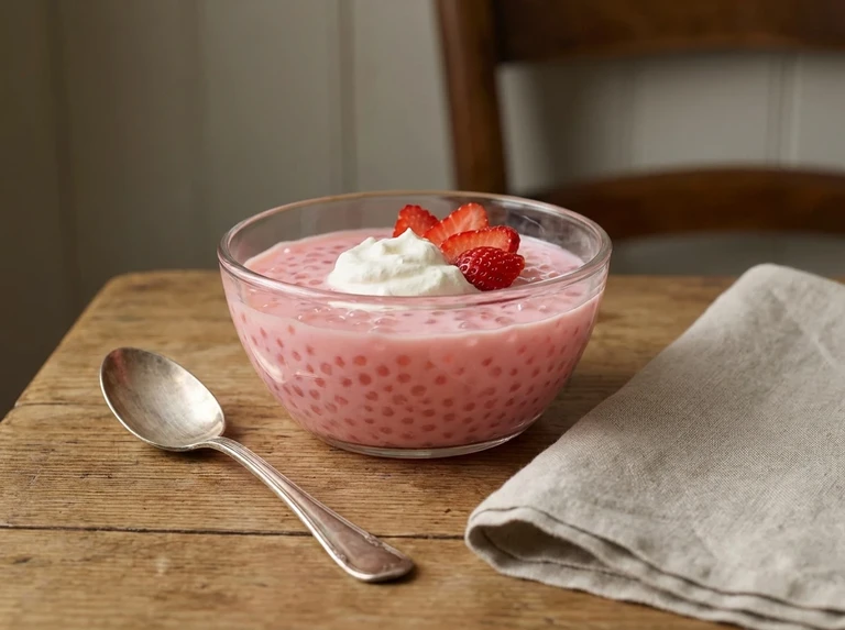 SAGO PUDDING WITH STRAWBERRY JUICE