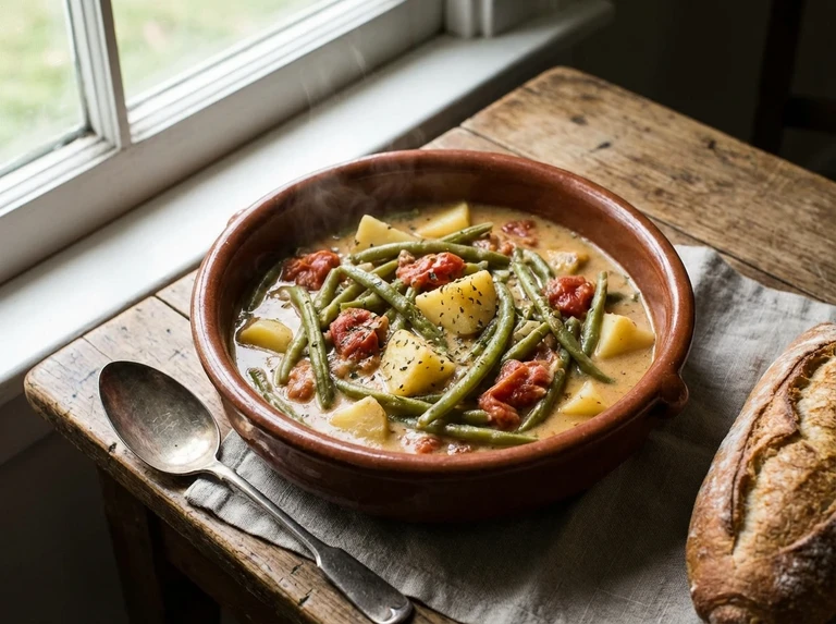 STRING BEANS WITH TOMATOES
