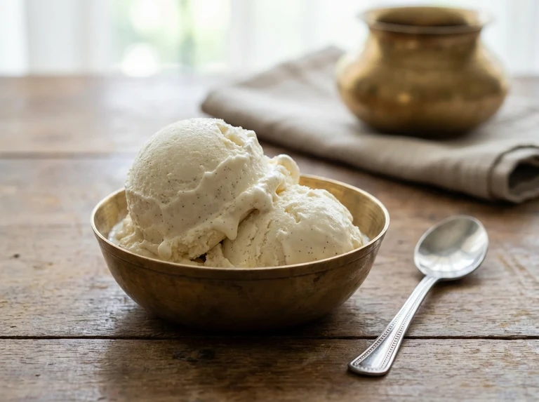 Traditional Vanilla Milk Ice Cream (Eggless)