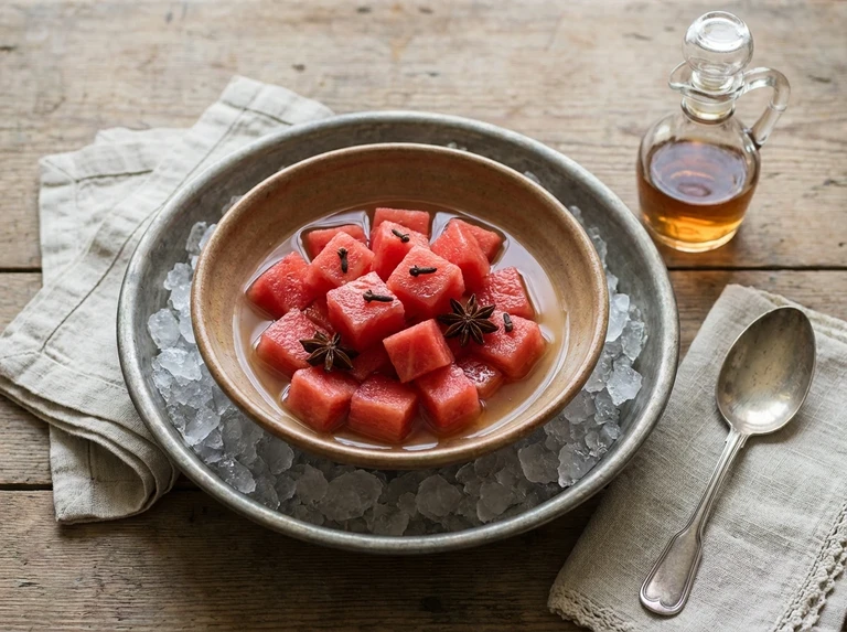 Watermelon with Sweet Wine Syrup