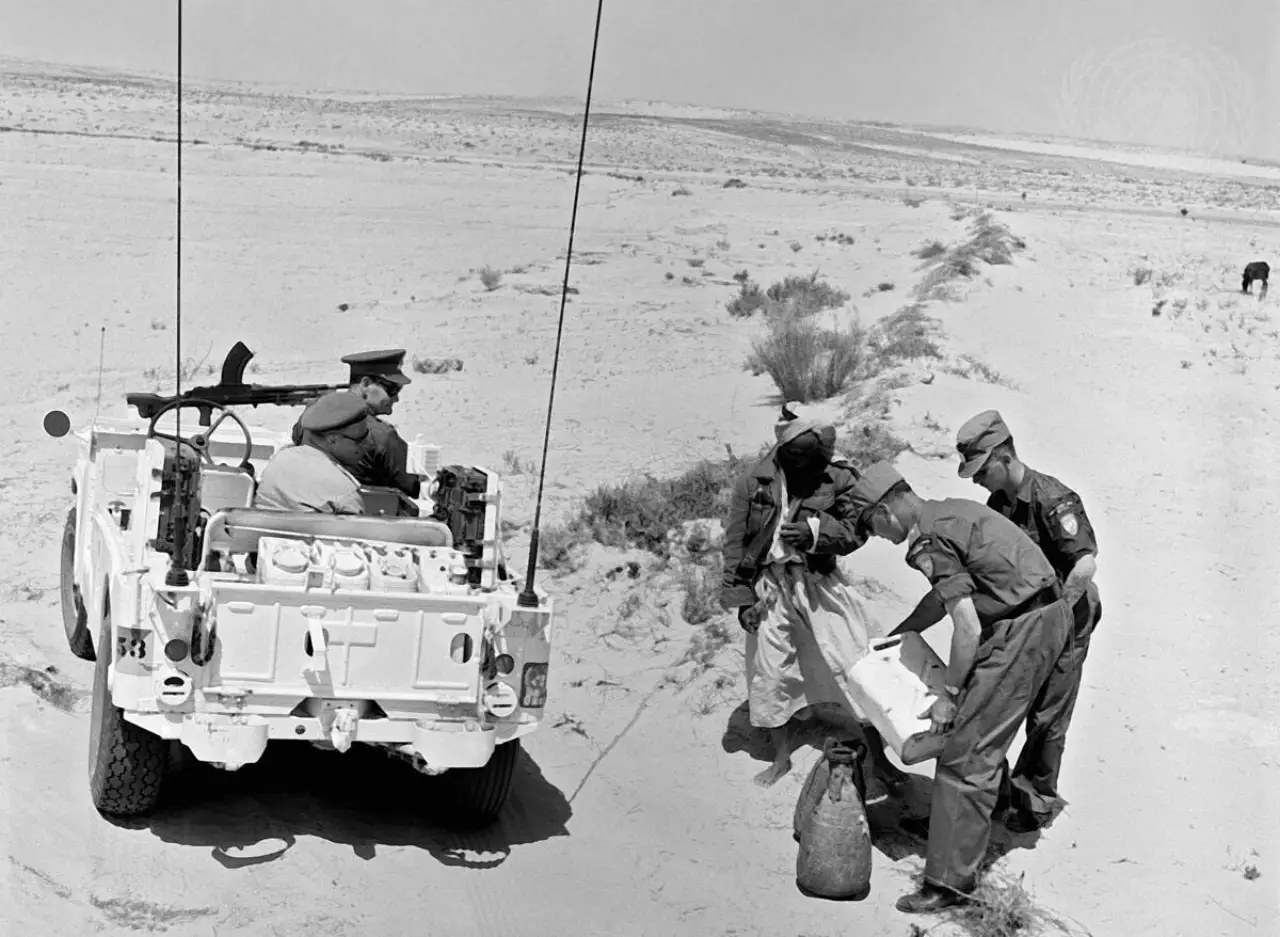 FN-soldater fra UNEF i Gaza under fredsbevarende oppdrag på 1960-tallet
