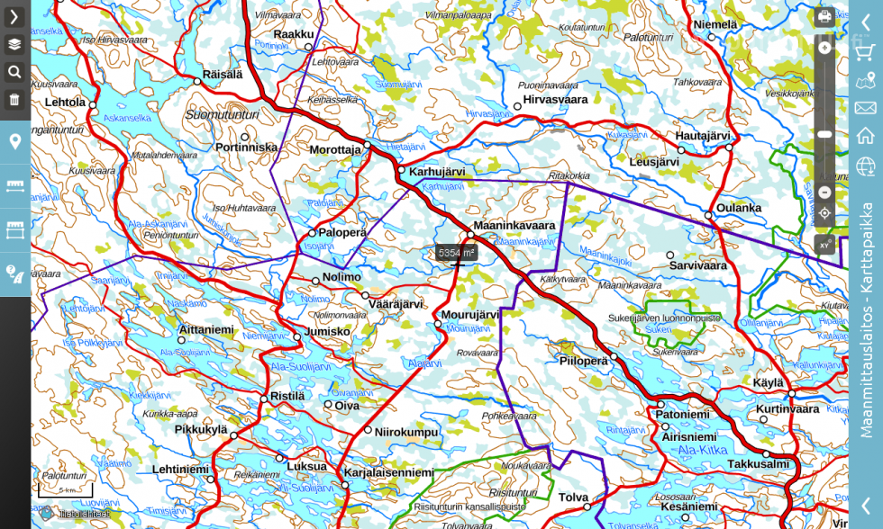 Maaninkavaara * Lauttajoki rantaa * Puolenhehtaarin metsä * määräala  tienvarrelta * yhteisosuudet – 