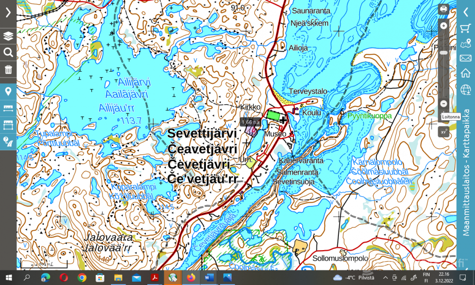 Čeʹvetjäuʹrr Sevettijärvi *Leirintäalue Peuralampi rantaa +rakennukset.  Čevetjävri Čeavetjávri Sápmi – 