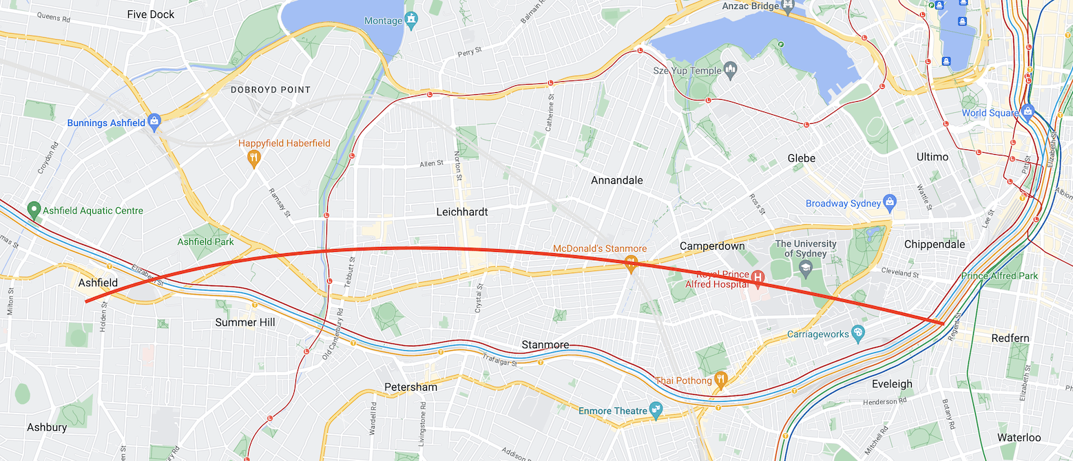 A line that goes from Central to the west