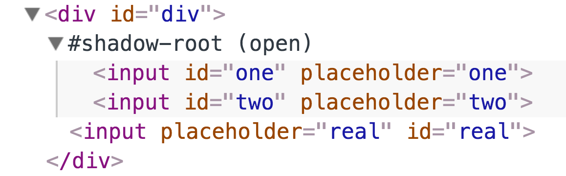 An example of a Shadow Root with two children <input> elements