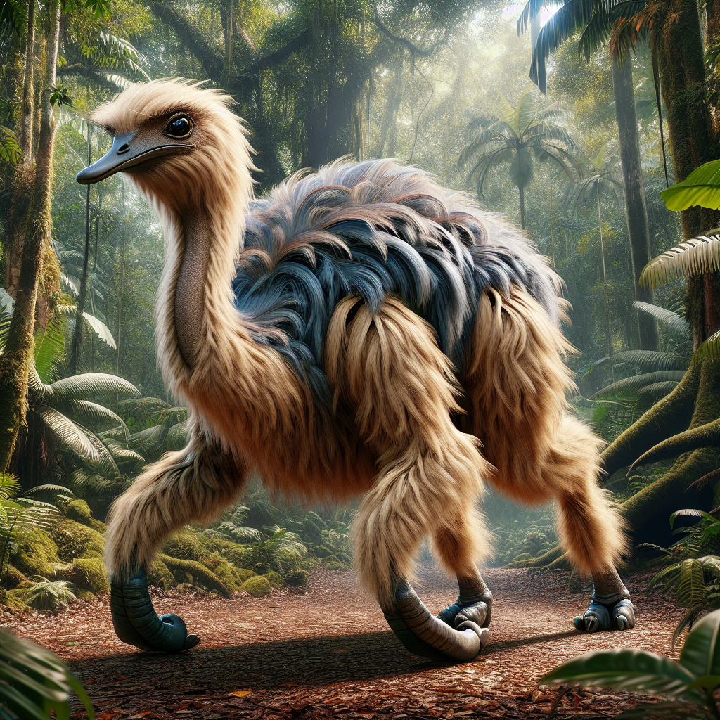 Ostriloth, an AI-generated hybrid of Ostrich and Sloth