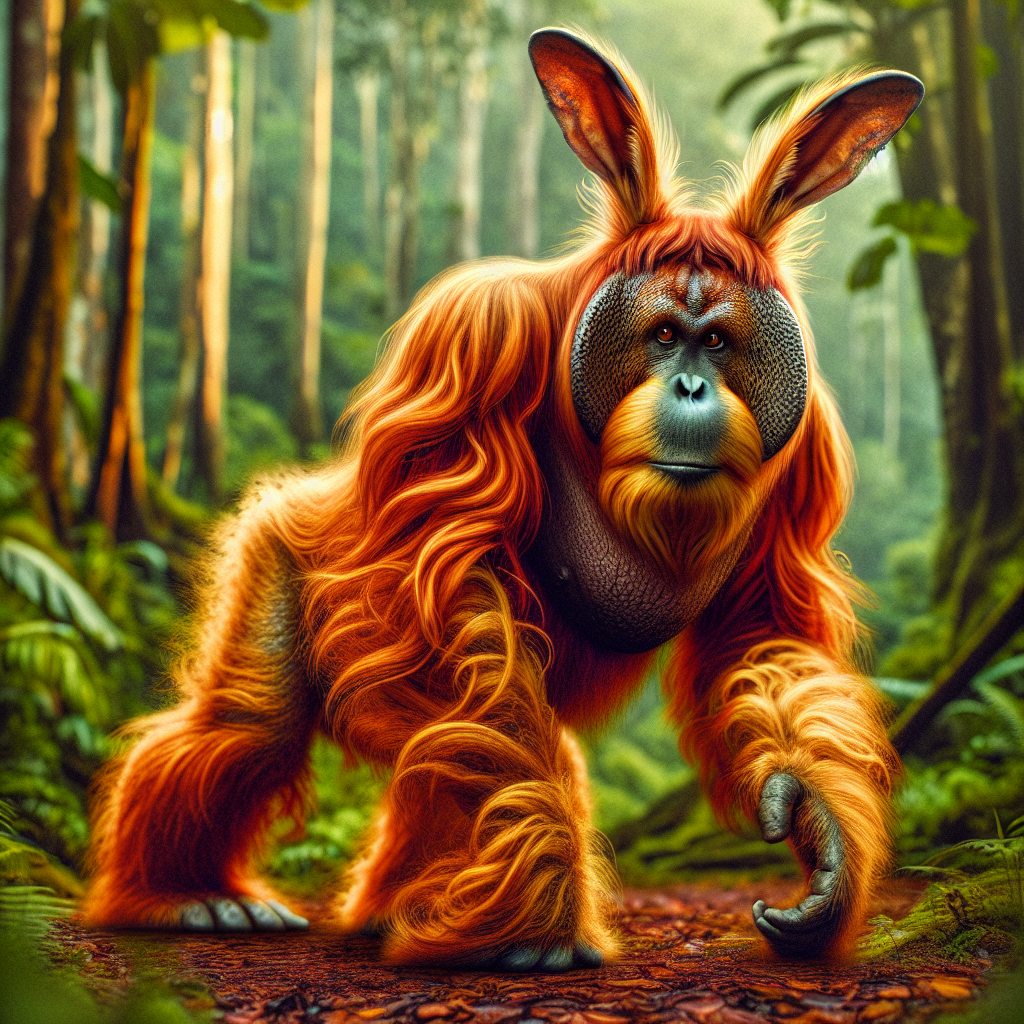 Orabbit, an AI-generated hybrid of Orangutan and Rabbit