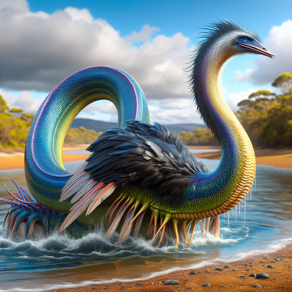 Eostrich, an AI-generated hybrid of Eel and Ostrich