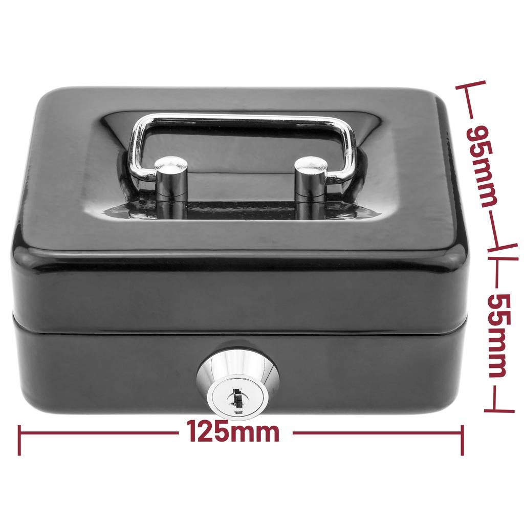 Caja fuerte transportable para almacenar billetes y monedas de 125x95x55mm