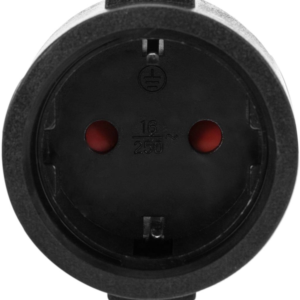 Alargador eléctrico de 2m Schuko macho a Schuko hembra color negro IP44