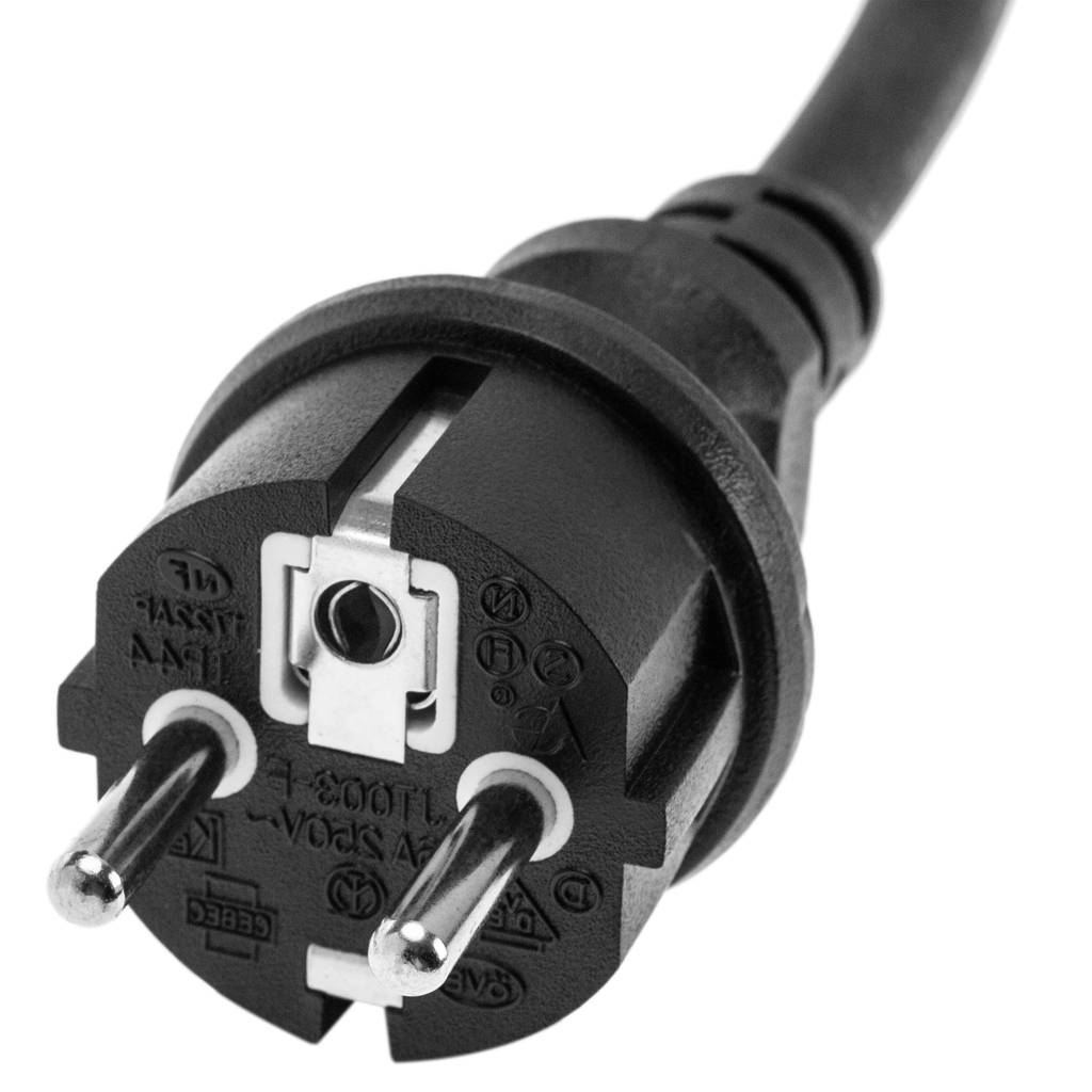Alargador eléctrico de 2m Schuko macho a Schuko hembra color negro IP44