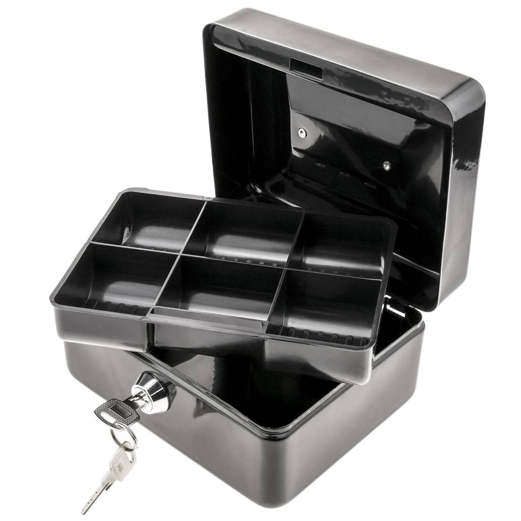 Caja fuerte transportable para almacenar billetes y monedas de 198x158x88mm