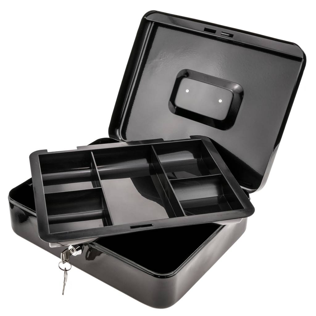 Caja fuerte transportable para almacenar billetes y monedas de 298x239x88mm