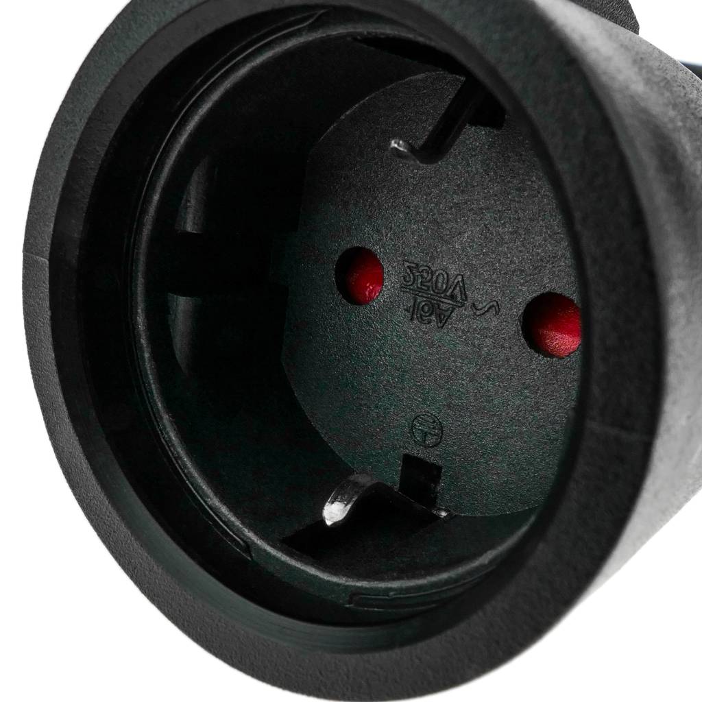Alargador eléctrico de 10m Schuko macho a Schuko hembra color negro IP44