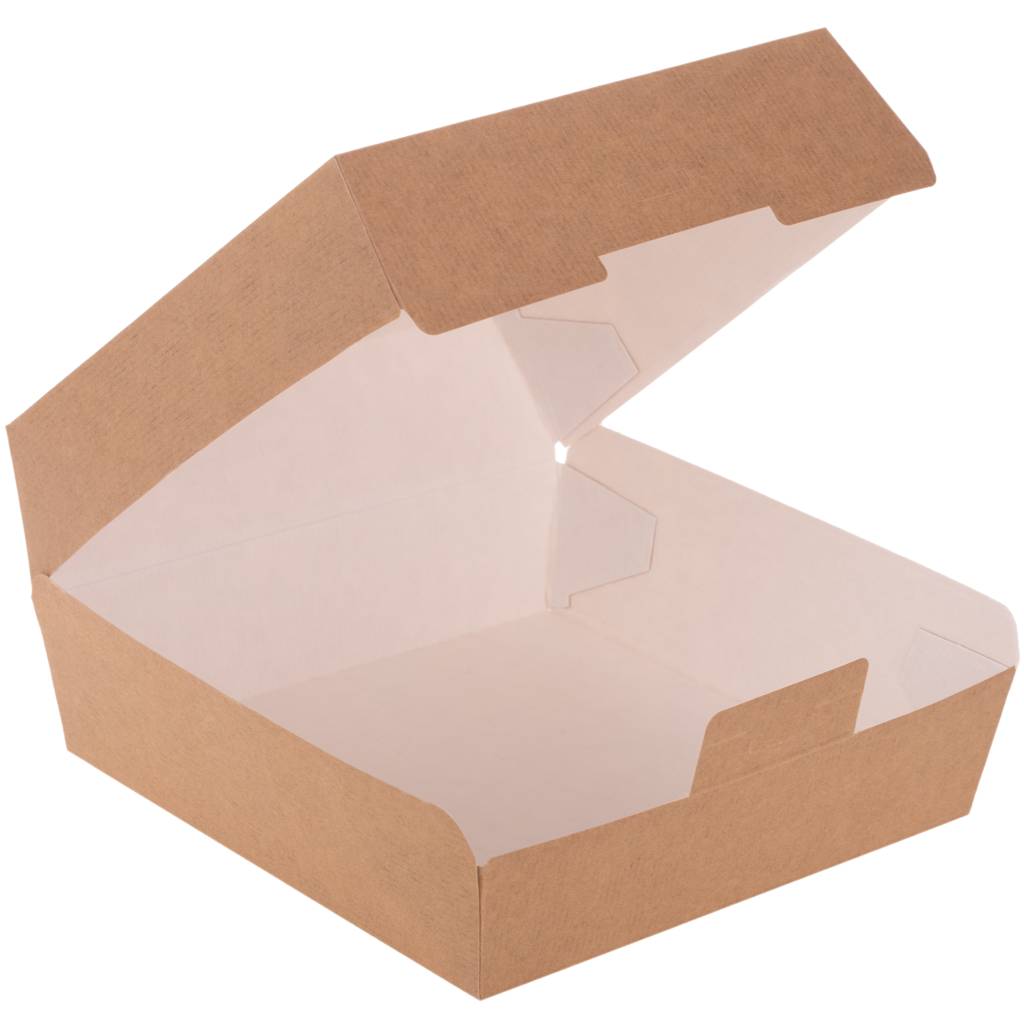 Cajas para hamburguesa de cartón reciclable take away 50 uds de 17.6 x 16.8 x 7.8 cm natural