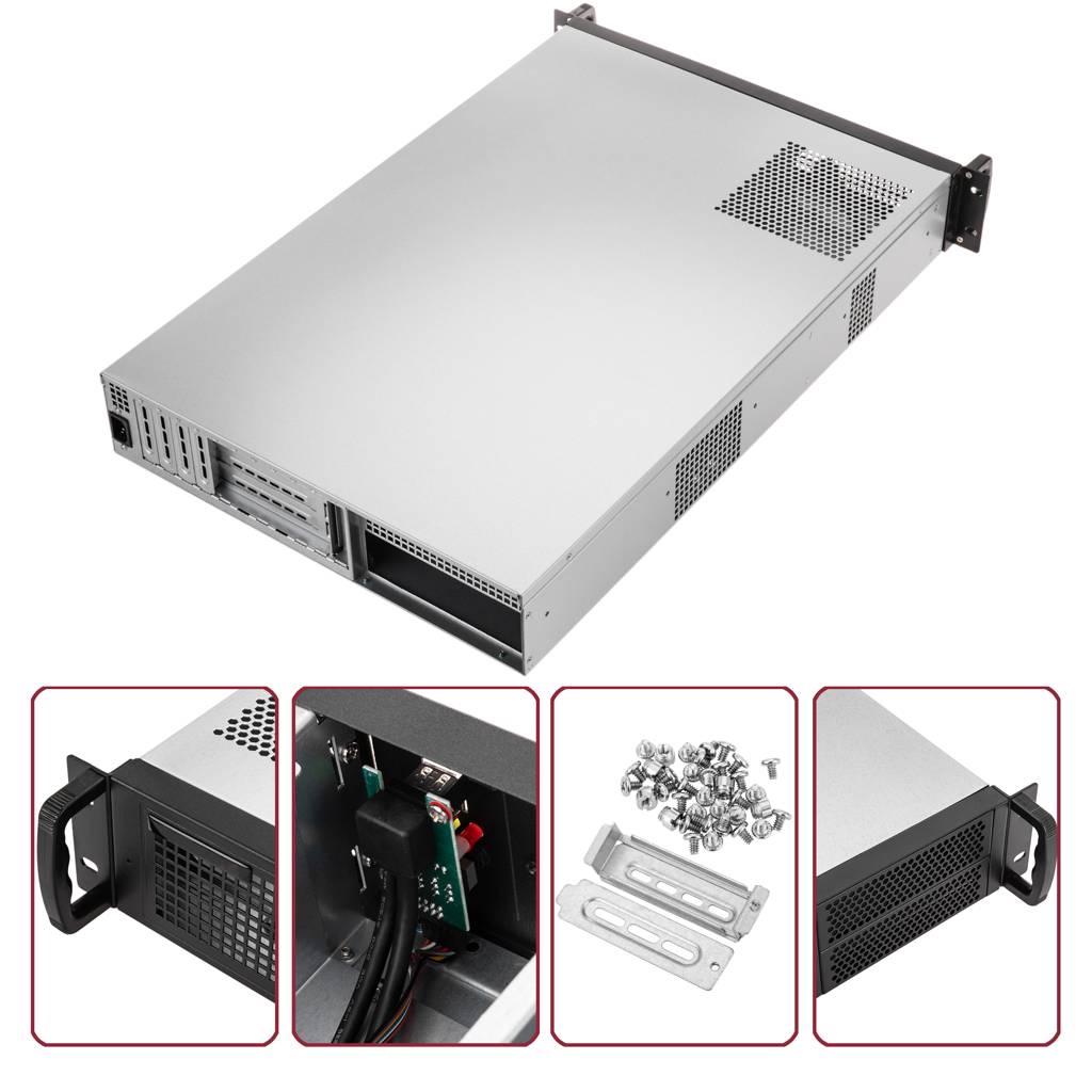 Caja para montaje en Rack 19” negra IPC ATX 2U 2 x 5.25" externas + 9 x 3.5" internas profundidad 660 mm