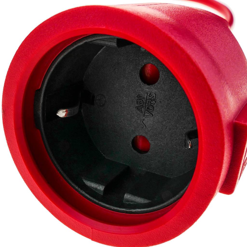 Alargador eléctrico de 5m Schuko macho a Schuko hembra color rojo