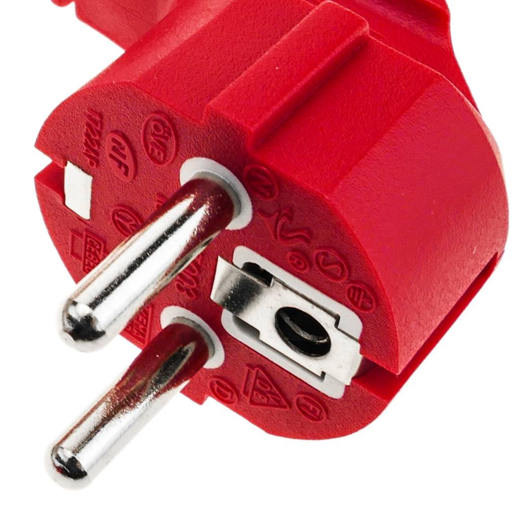 Alargador eléctrico de 15m Schuko macho a Schuko hembra color rojo