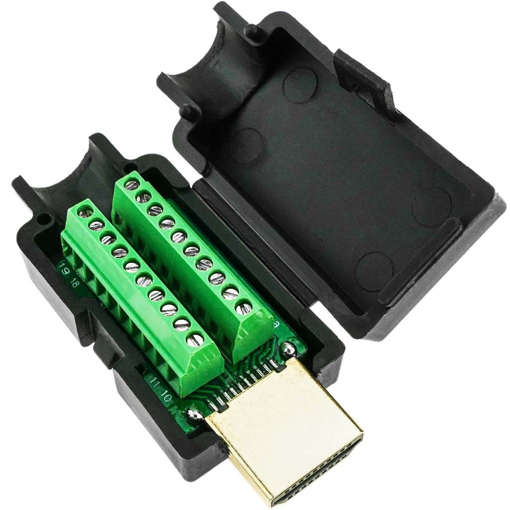 Conector HDMI con bloque de terminales para crimpar cable de video
