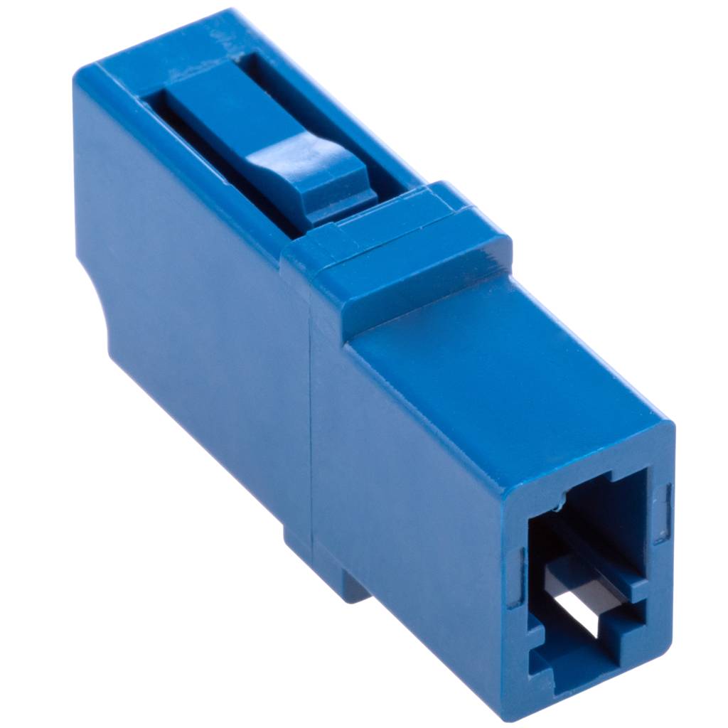 Adaptador de fibra óptica LC a LC azul monomodo símplex