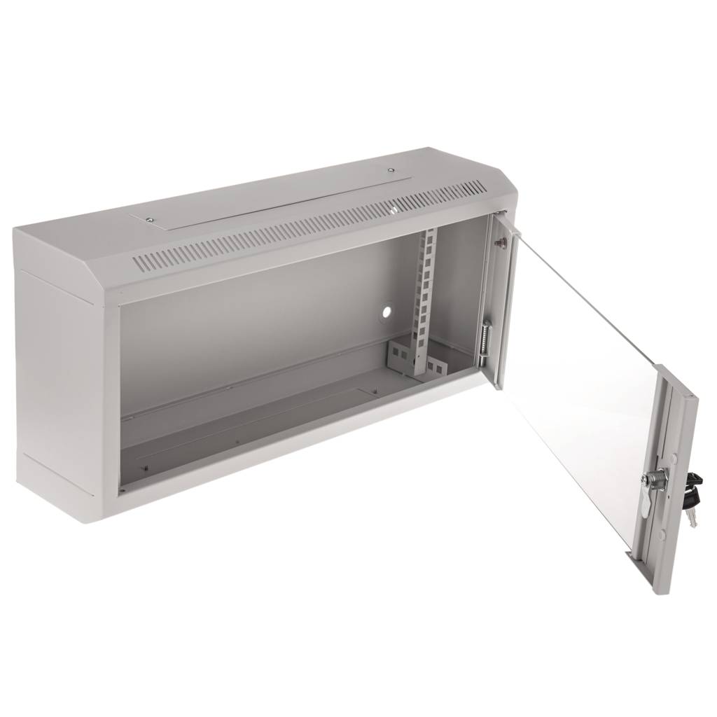 Armario Rack 19” 4U blanco para pared con puerta transparente 600 x 150 x 288 mm