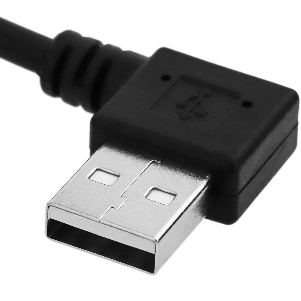 Cable USB-A 2.0 macho en ángulo a Mini USB-B macho en ángulo 20 cm