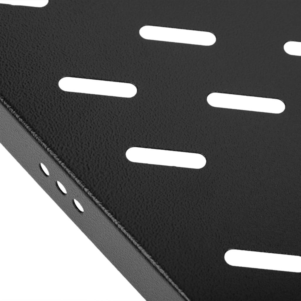 Bandeja fija ajustable para armario rack de color negro 1U con fondo de 770 mm