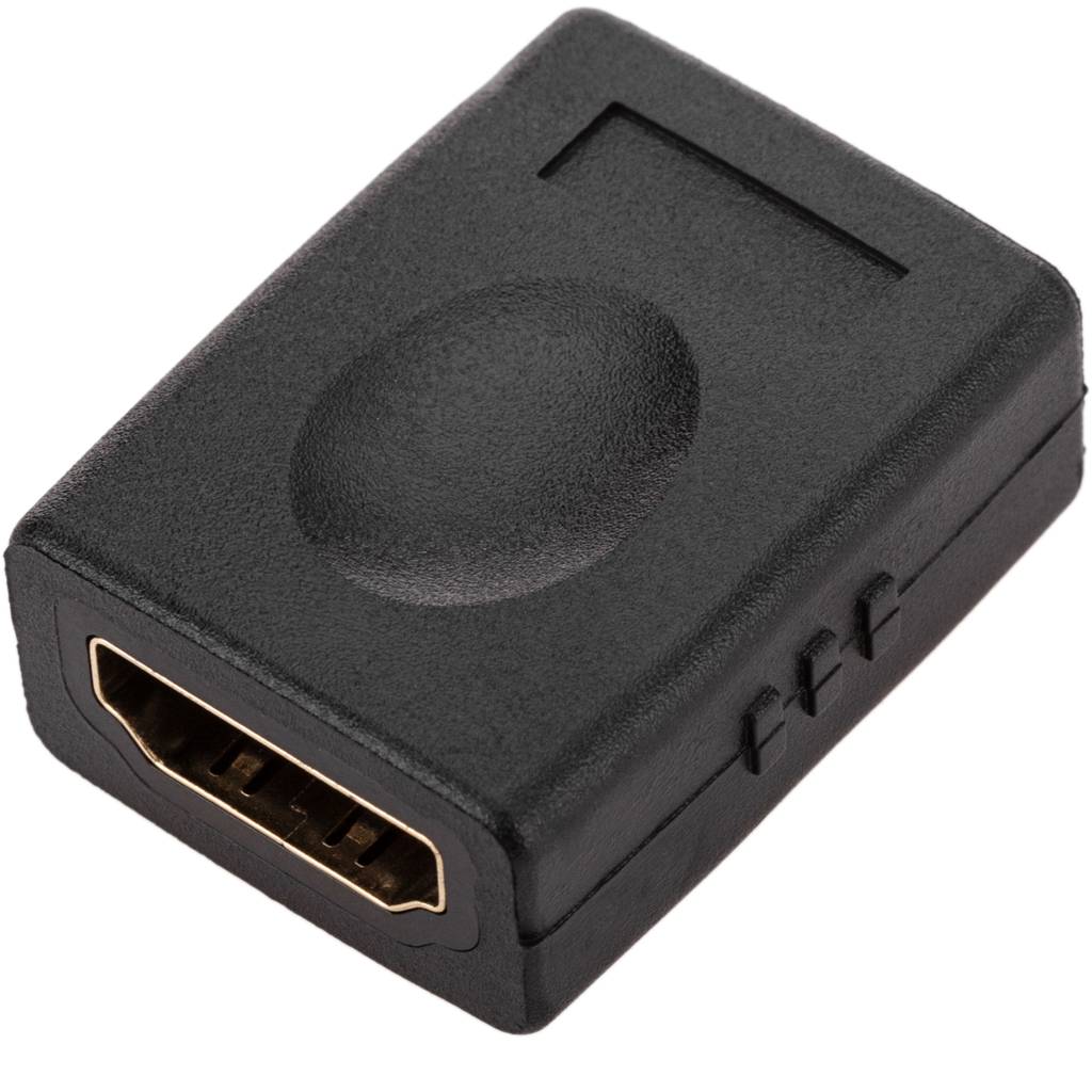 Adaptador con conexión HDMI-A hembra a HDMI-A hembra de color negro