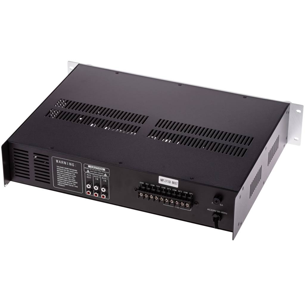 Amplificador de sonido profesional formato rack de 80 W 110 V con 3 zonas, AUX, MIC y MP3